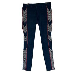 Rag & Bone Raja Midnight Denim Embroidered Side Stretch Skinny Ankle Jeans